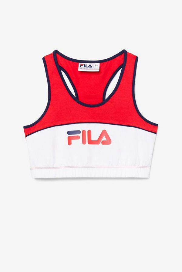 Fila Podprsenky Strihu Bustier Damske Červené / Biele / Námornícka Modrá - Poesia Workout Vypredaj -